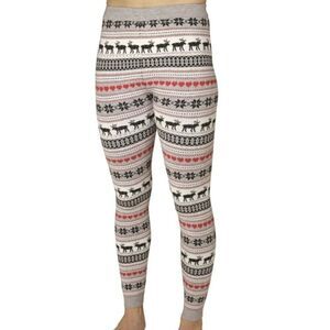 Hot Chillys Winter Love Sweater Knit Snowflake Leggings XS